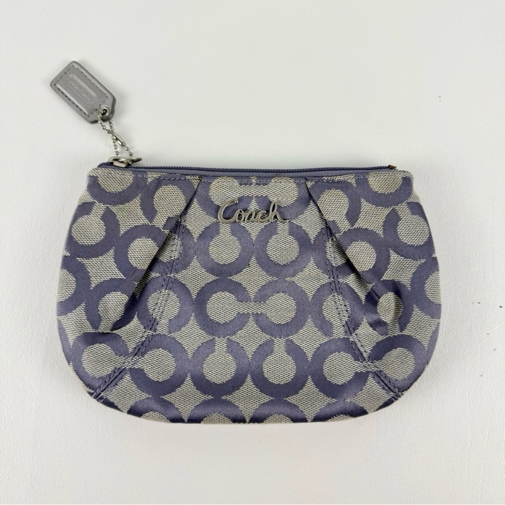 Vintage Coach Purple & Grey Optic Signature Pleated Wristlet Pouch